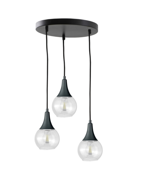 Lampa wisząca 3xE27 LACRIMA CLEAR BLACK