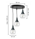 Lampa wisząca 3xE27 LACRIMA CLEAR BLACK