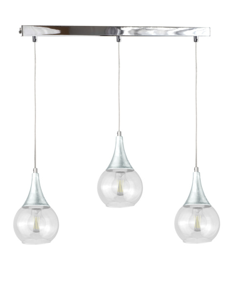 Lampa wisząca 3xE27 LACRIMA CLEAR SILVER