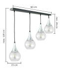 Lampa wisząca 4xE27 LACRIMA CLEAR BLACK/SILVER