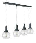 Lampa wisząca 4xE27 LACRIMA CLEAR BLACK