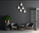 Lampa wisząca 5xE27 LACRIMA CLEAR BLACK/GOLD