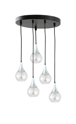 Lampa wisząca 5xE27 LACRIMA CLEAR BLACK/SILVER