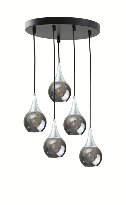 Lampa wisząca 5xE27 LACRIMA SMOKY/SILVER